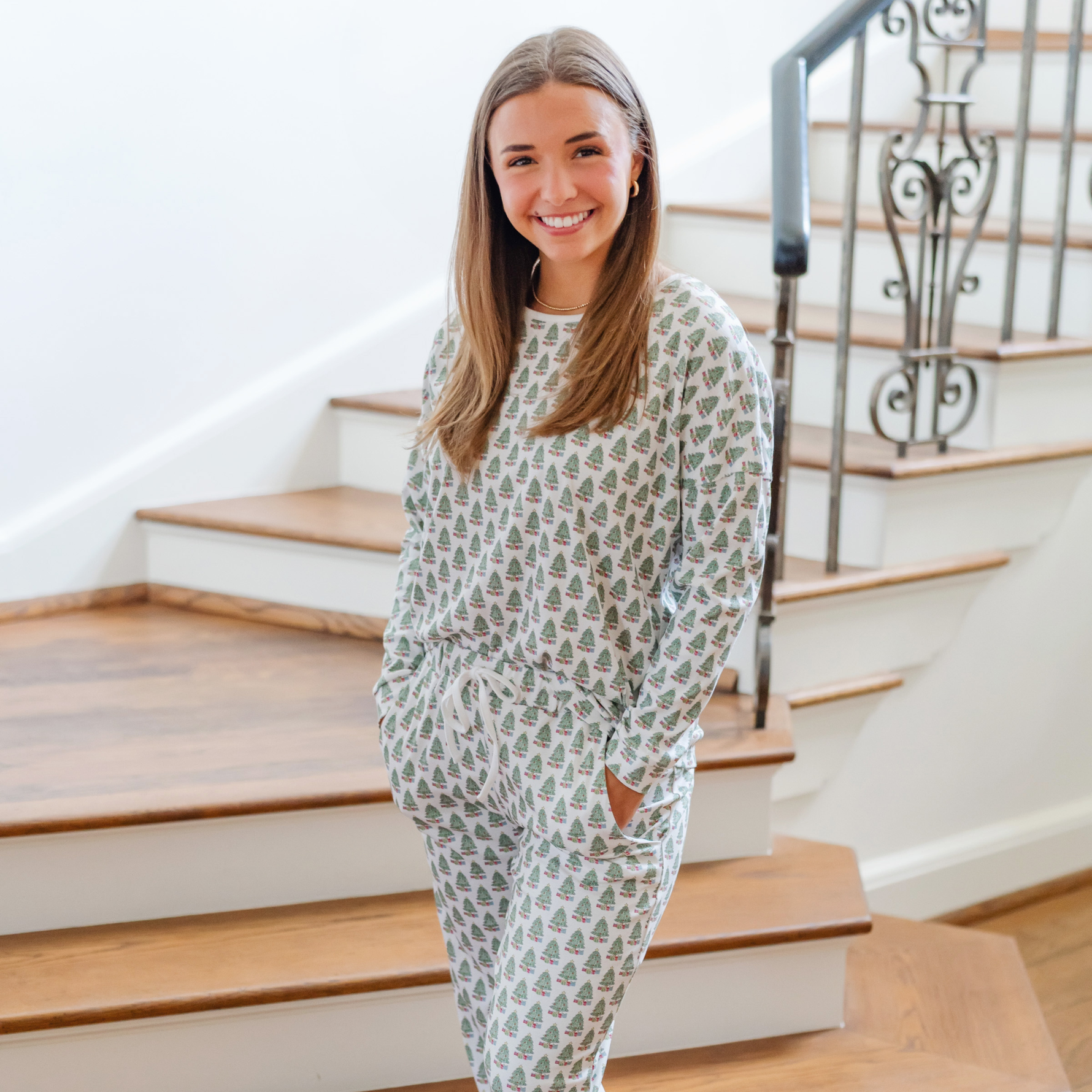 Buy Audrey Women's Longsleeve Top Pant Set - Under the Christmas Tree kids clothing online