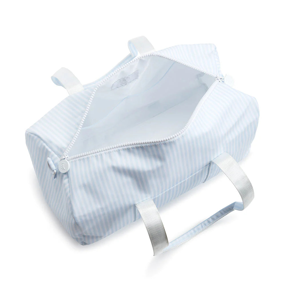 Buy Weekender Duffel Bag Pimlico Stripe Light Blue by TRVL Design kids clothing online