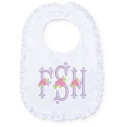 Baby Shop: Ruffled Edge Bib with Monogram - White
