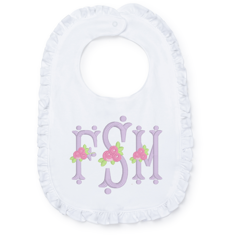 Baby Shop: Ruffled Edge Bib with Monogram - White