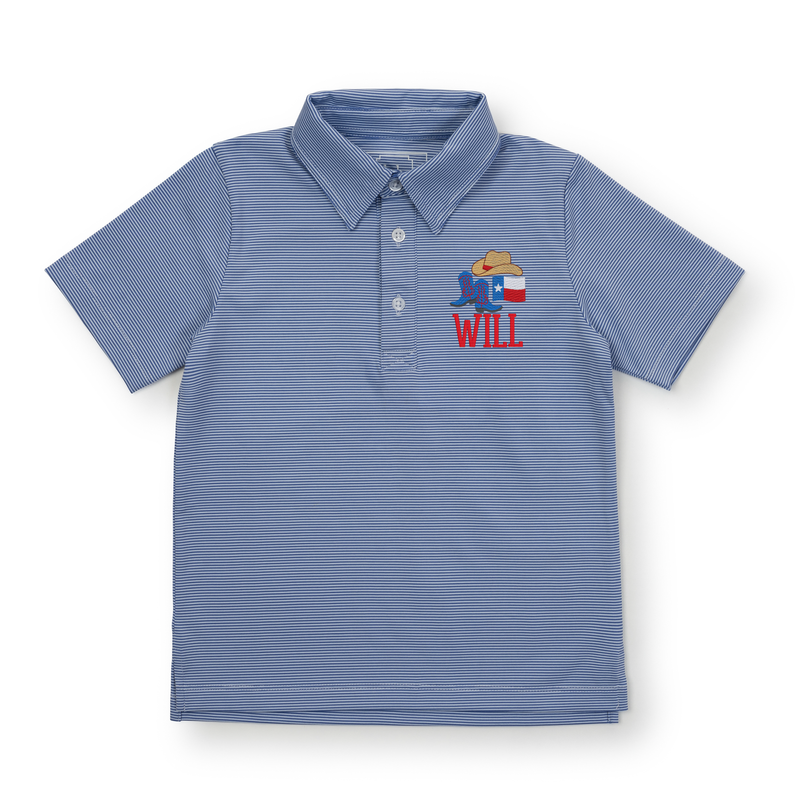 Will Boys' Golf Performance Polo Shirt - Blue Stripes