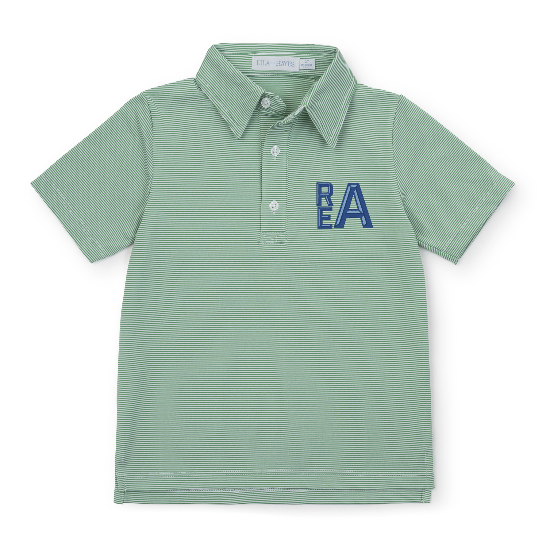 Will Boys' Performance Polo by LH Sport Green Stripes designer outfit for kids