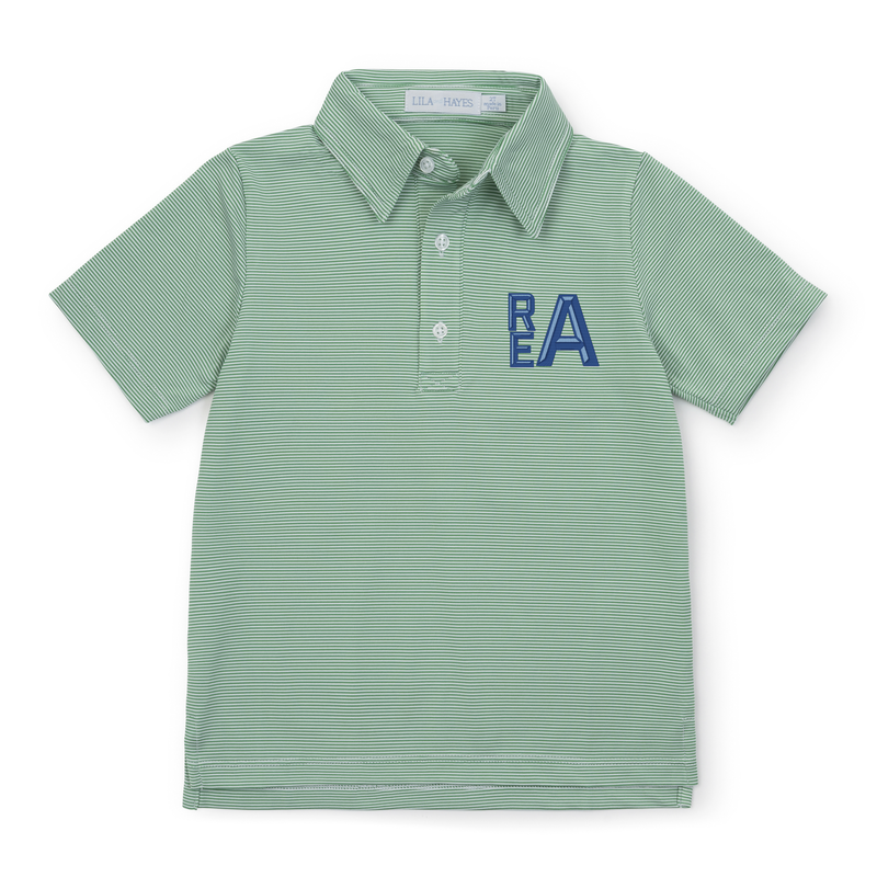 Will Boys' Golf Performance Polo Shirt - Green Stripes