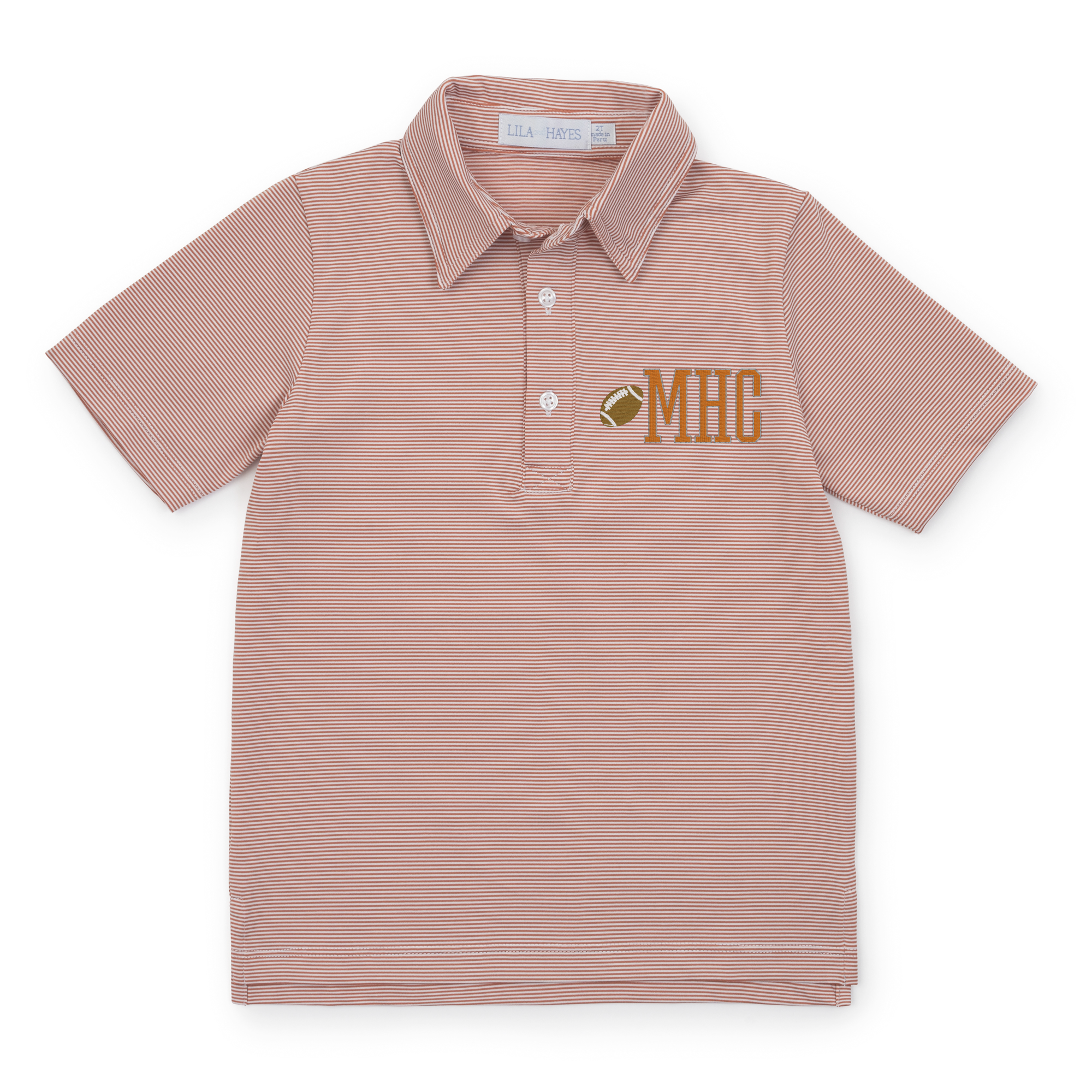 Collegiate Shop: Will Boys' Performance Polo by LH Sport with Monogram - Orange Stripes
