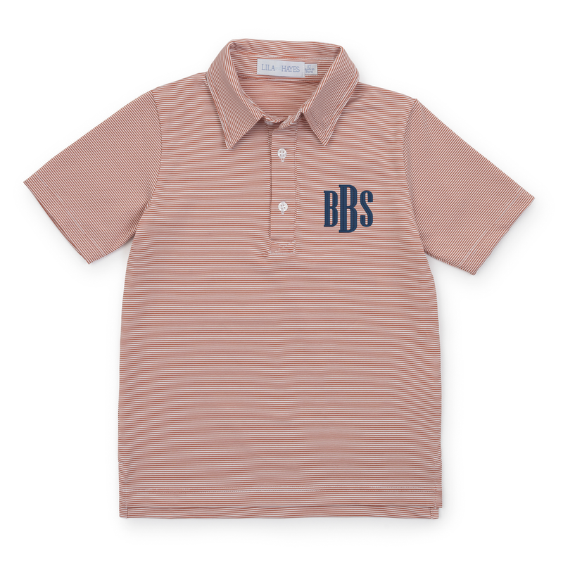 Will Boys' Golf Polo Shirt by LH Sport - Orange Stripes