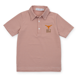 Collegiate Shop: Will Boys' Golf Performance Polo Shirt with Monogram - Orange Stripes