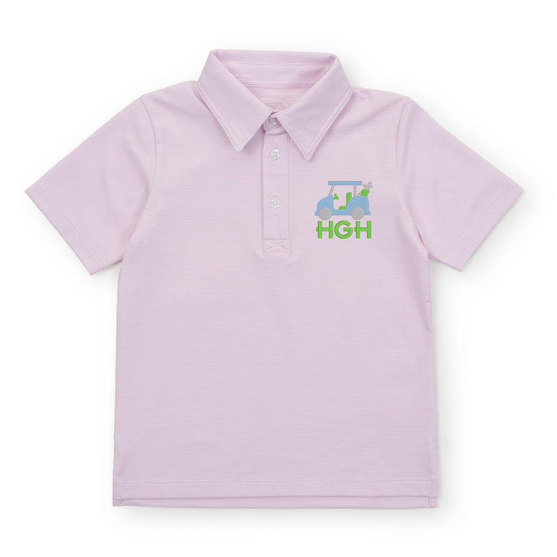 Will Boys' Golf Performance Polo Shirt - Pink Stripes