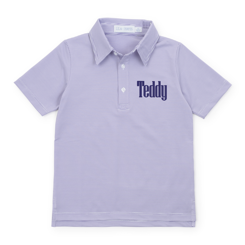 Will Boys' Golf Performance Polo Shirt - Purple Stripes