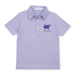 Collegiate Shop: Will Boys' Golf Performance Polo Shirt with Monogram - Purple Stripes