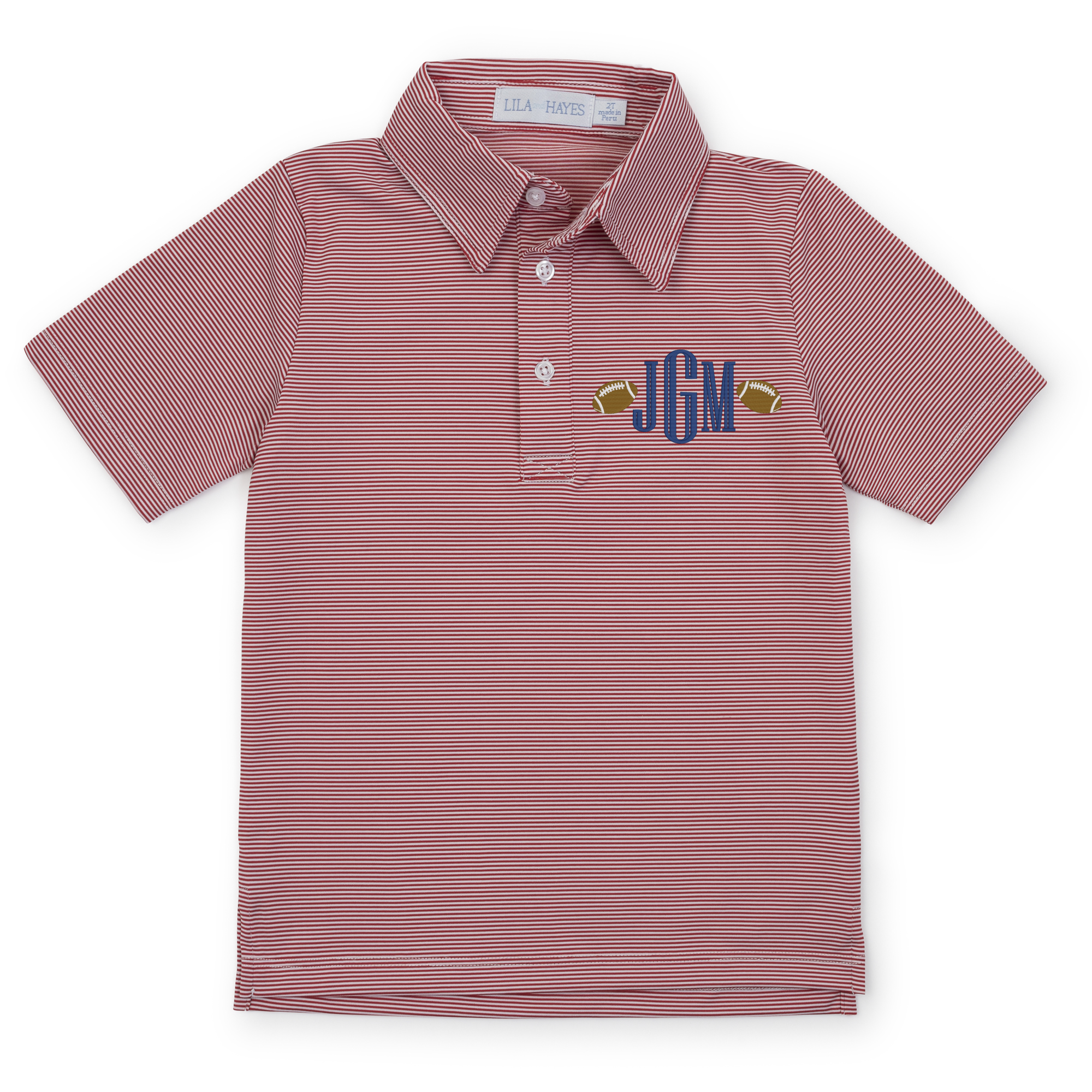 Collegiate Shop: Will Boys' Performance Polo by LH Sport with Monogram - Red Stripes