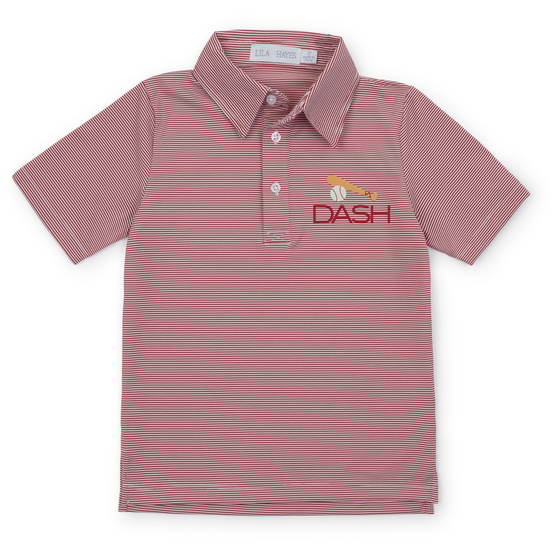 Will Boys' Golf Performance Polo Shirt - Red Stripes