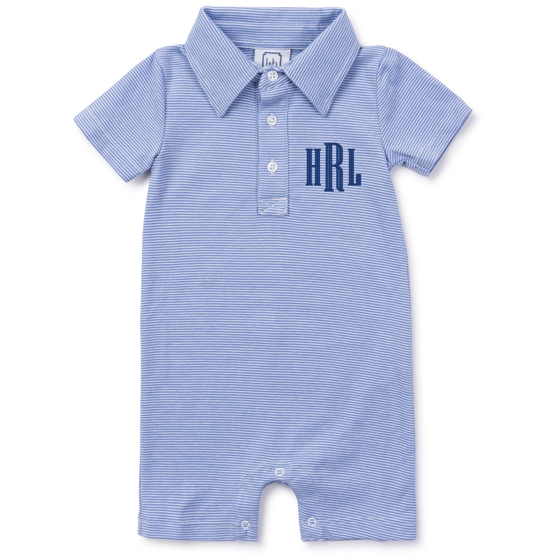 Tripp Boys' Pima Cotton Polo Shortall - Blue Stripes