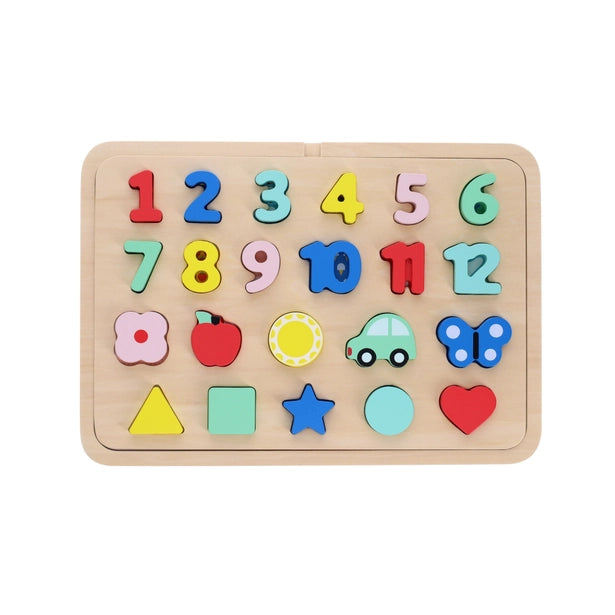 SALE Wood Tray Puzzle Numbers, Shapes, & Colors