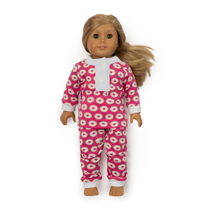 Alden Doll Pima Cotton Pajama Set - Donuts Pink