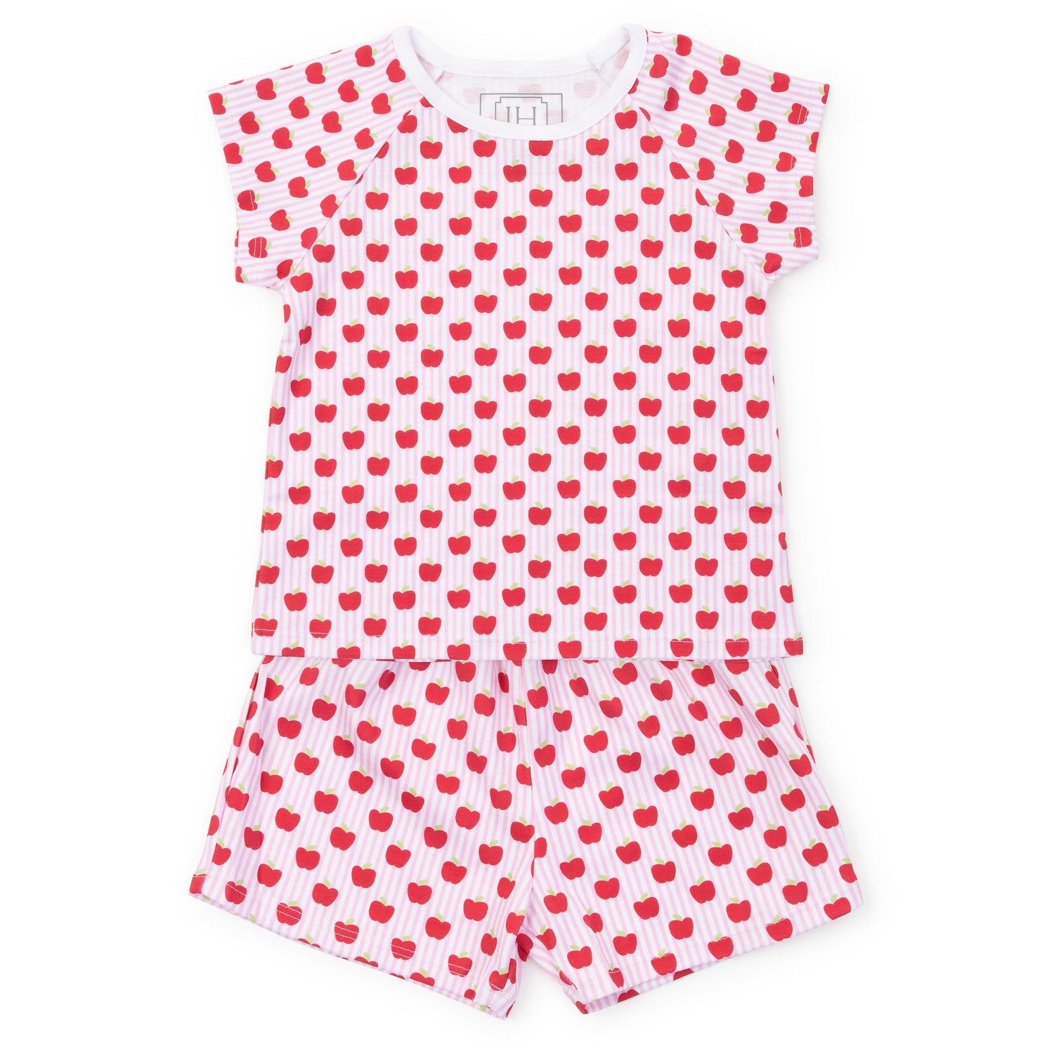 Emery Girls' Short Set - Schoolhouse Apples Pink