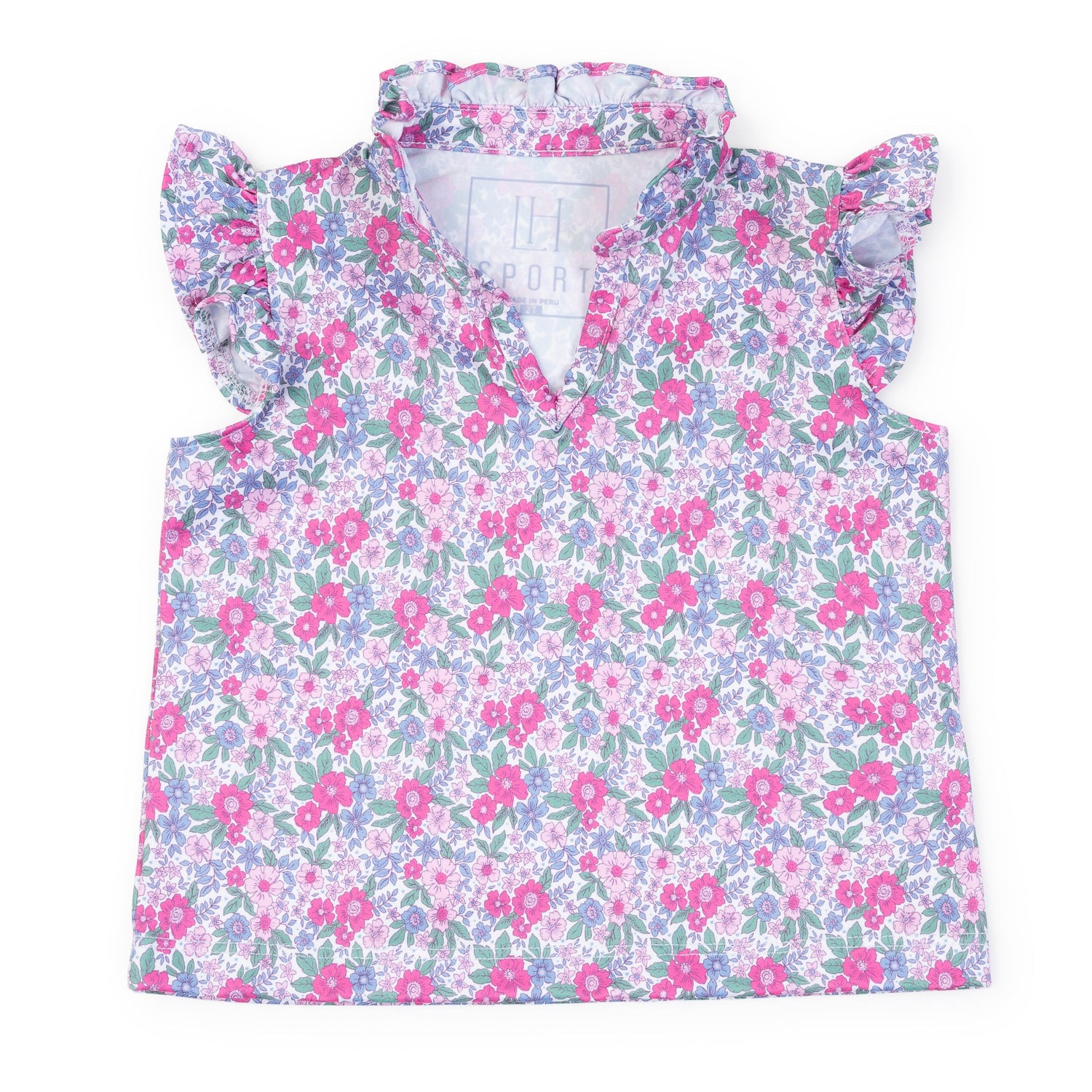 Ellie Girls' Sleeveless Performance Top by LH Sport - Heirloom Floral