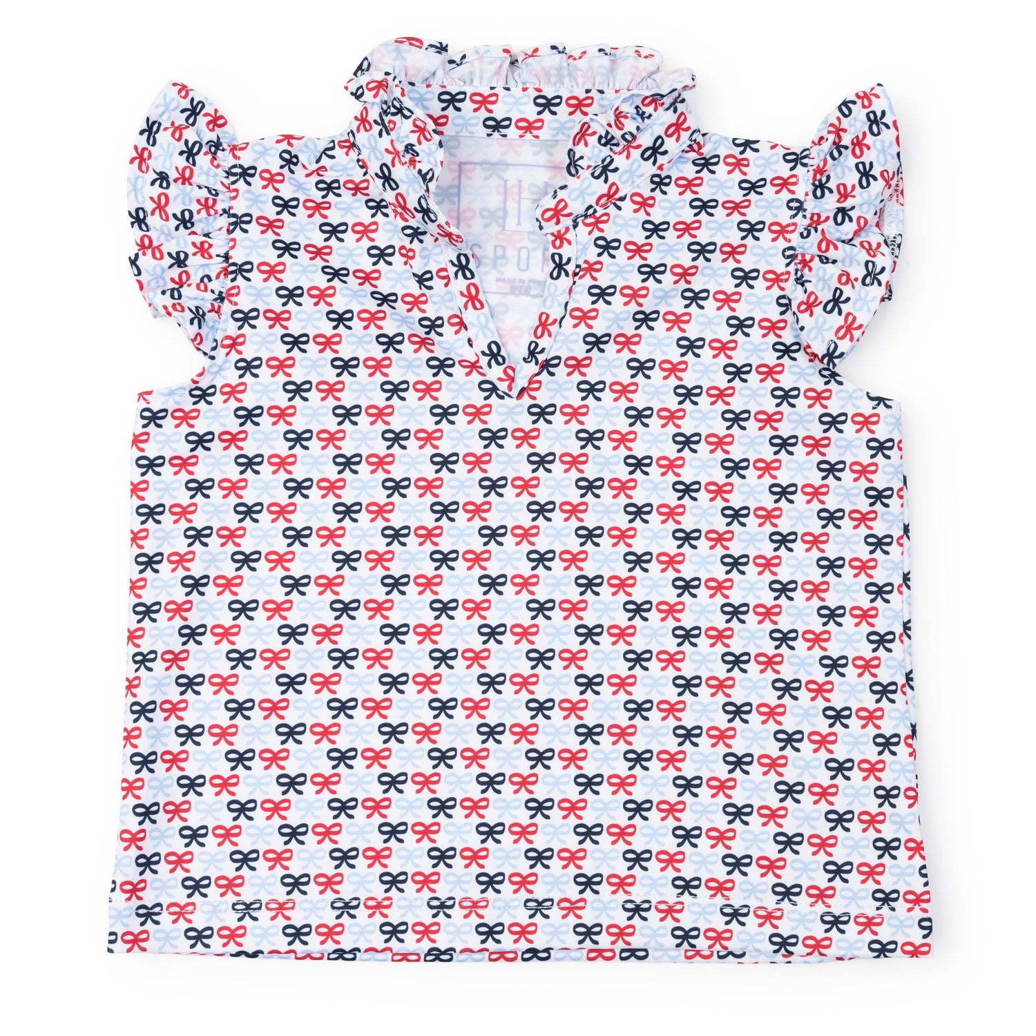 Ellie Girls' Sleeveless Performance Top by LH Sport - Put A Bow On It Patriotic