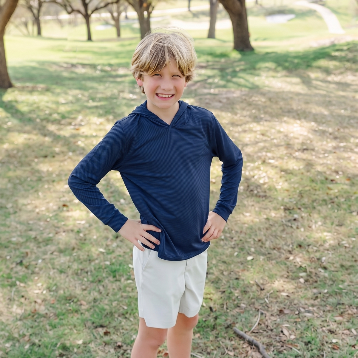 Grant Performance Hoodie by LH Sport - Navy stylish kids outfit collection