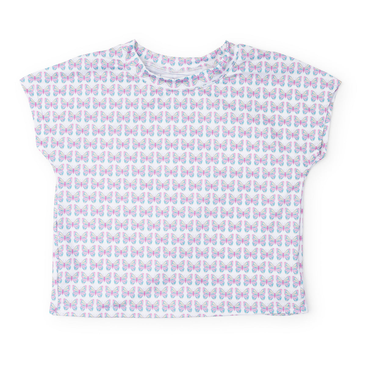 Everyday Sloane Girls' Short Sleeve Performance Top by LH Sport - Peace Love Butterflies Pink Multi Kidswear
