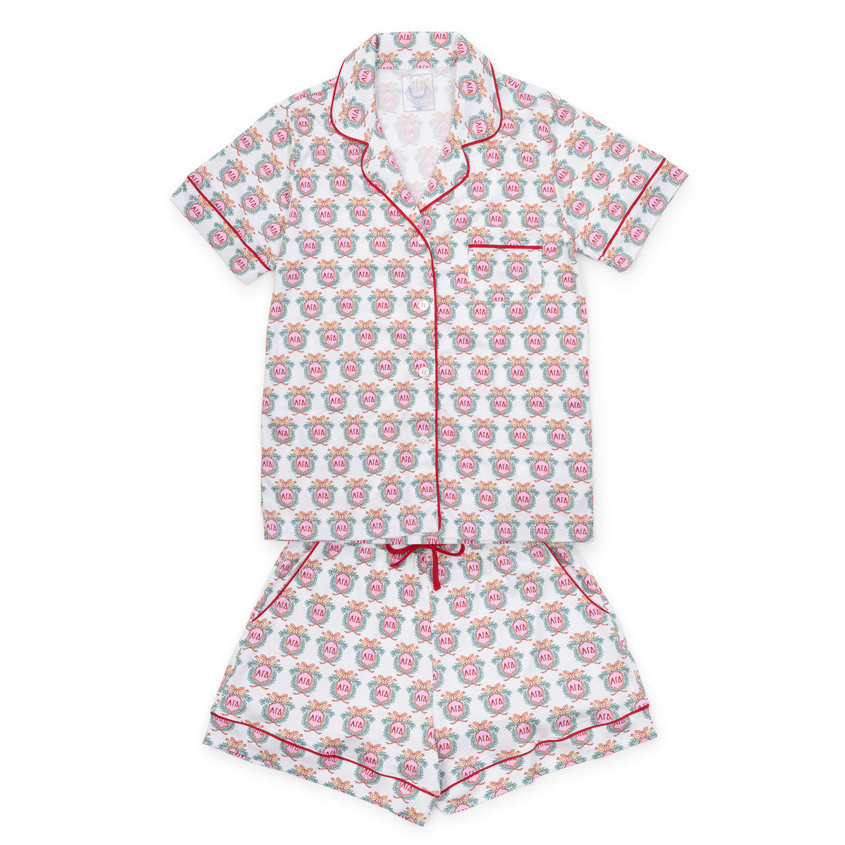 Everyday Claire Women's Pajama Short Set - Alpha Gamma Delta Crest Kidswear