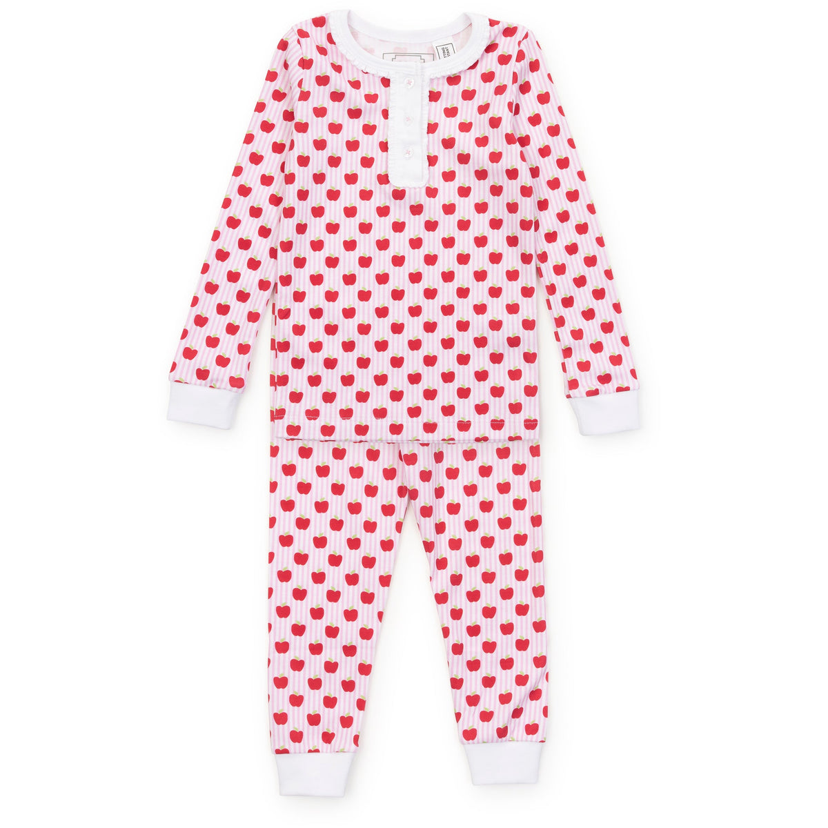 Everyday Alden Girls' Pima Cotton Pajama Pant Set - Schoolhouse Apples Pink Kidswear