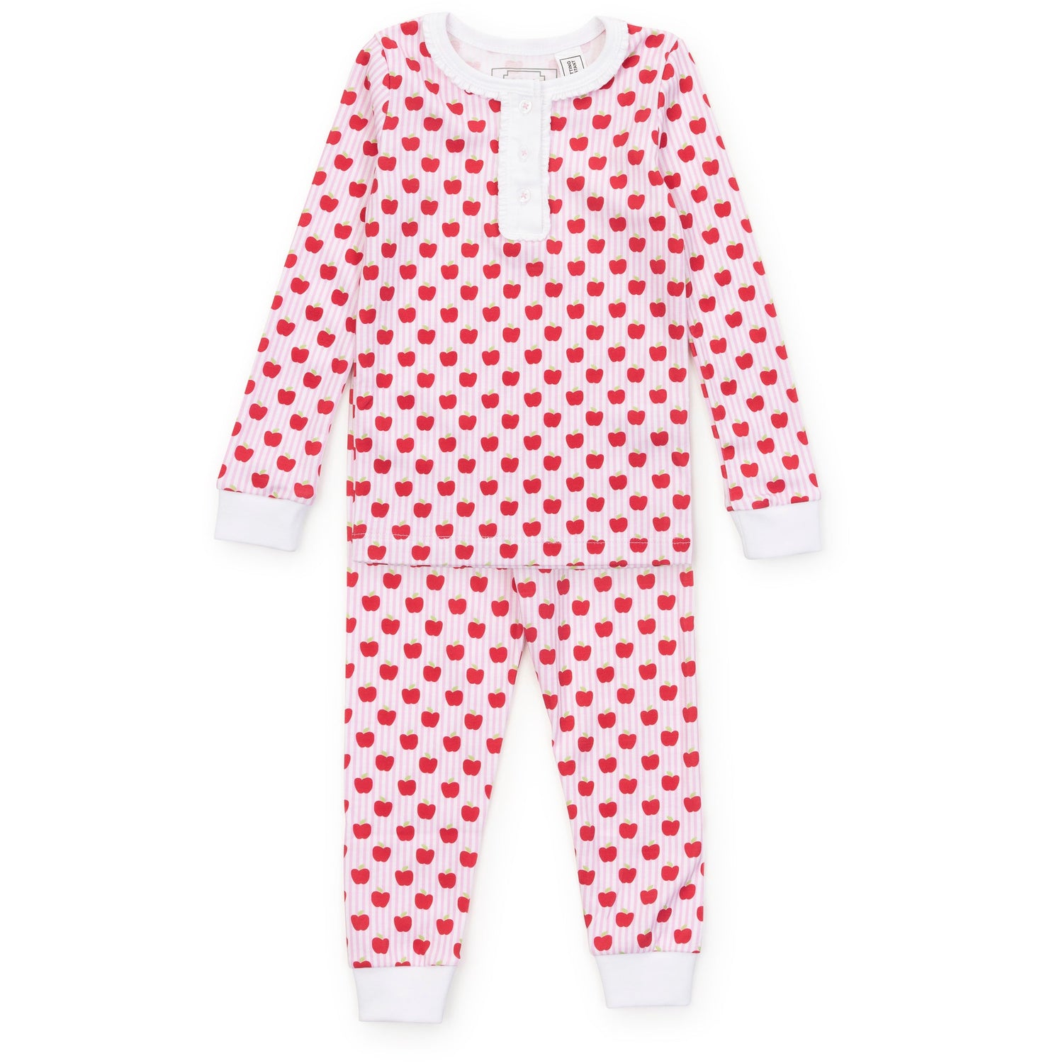 Alden Girls' Pima Cotton Pajama Pant Set - Schoolhouse Apples Pink