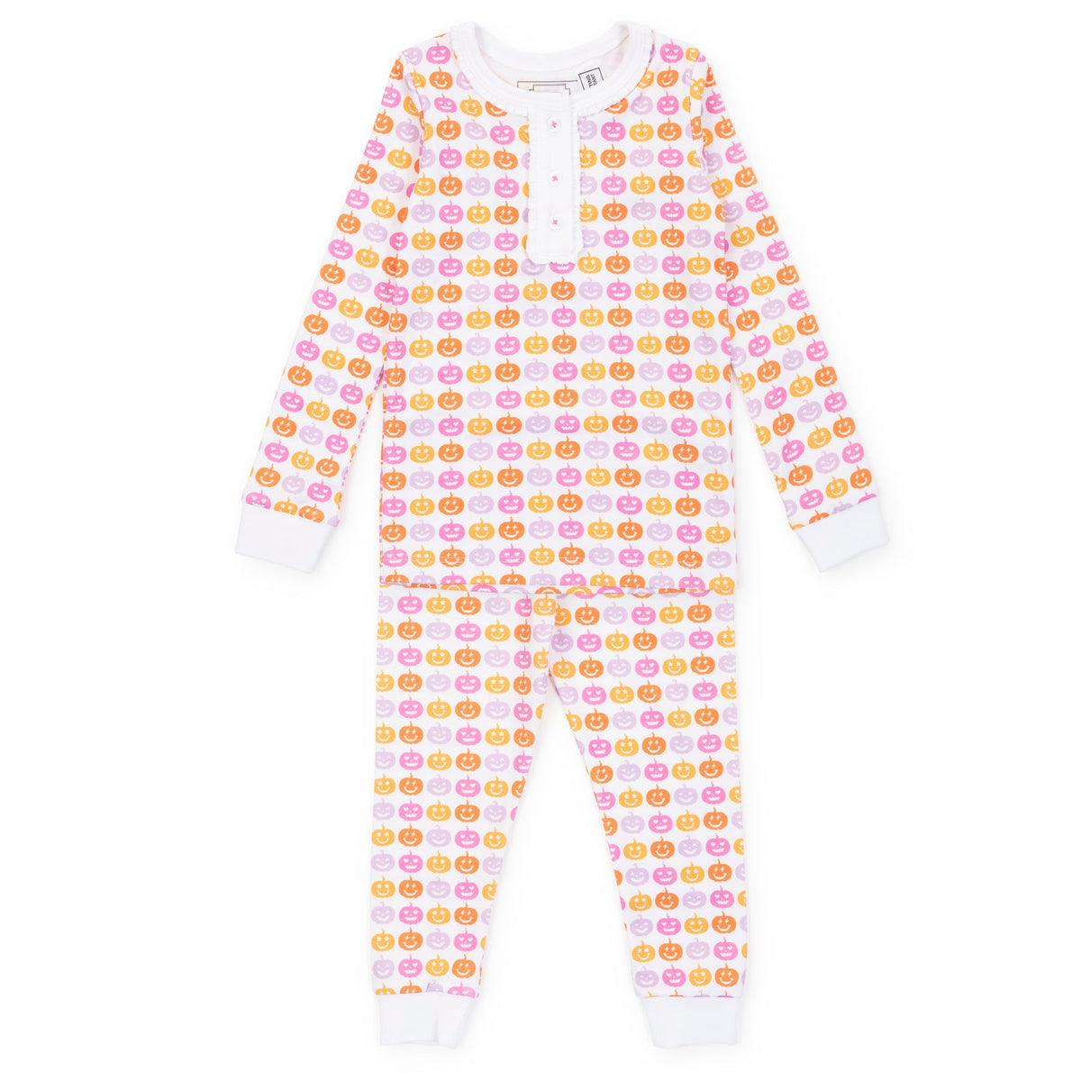 Everyday Alden Girls' Pima Cotton Pajama Pant Set - Preppy Pumpkins Bright Kidswear