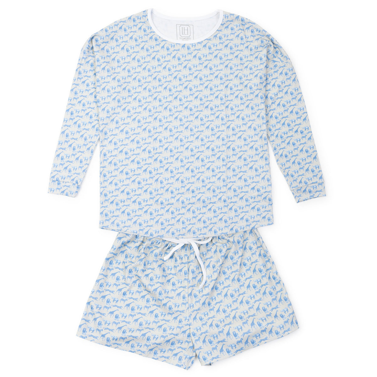 Everyday Anna Women's Longsleeve Short Set - Blue Savanna Safari Kidswear