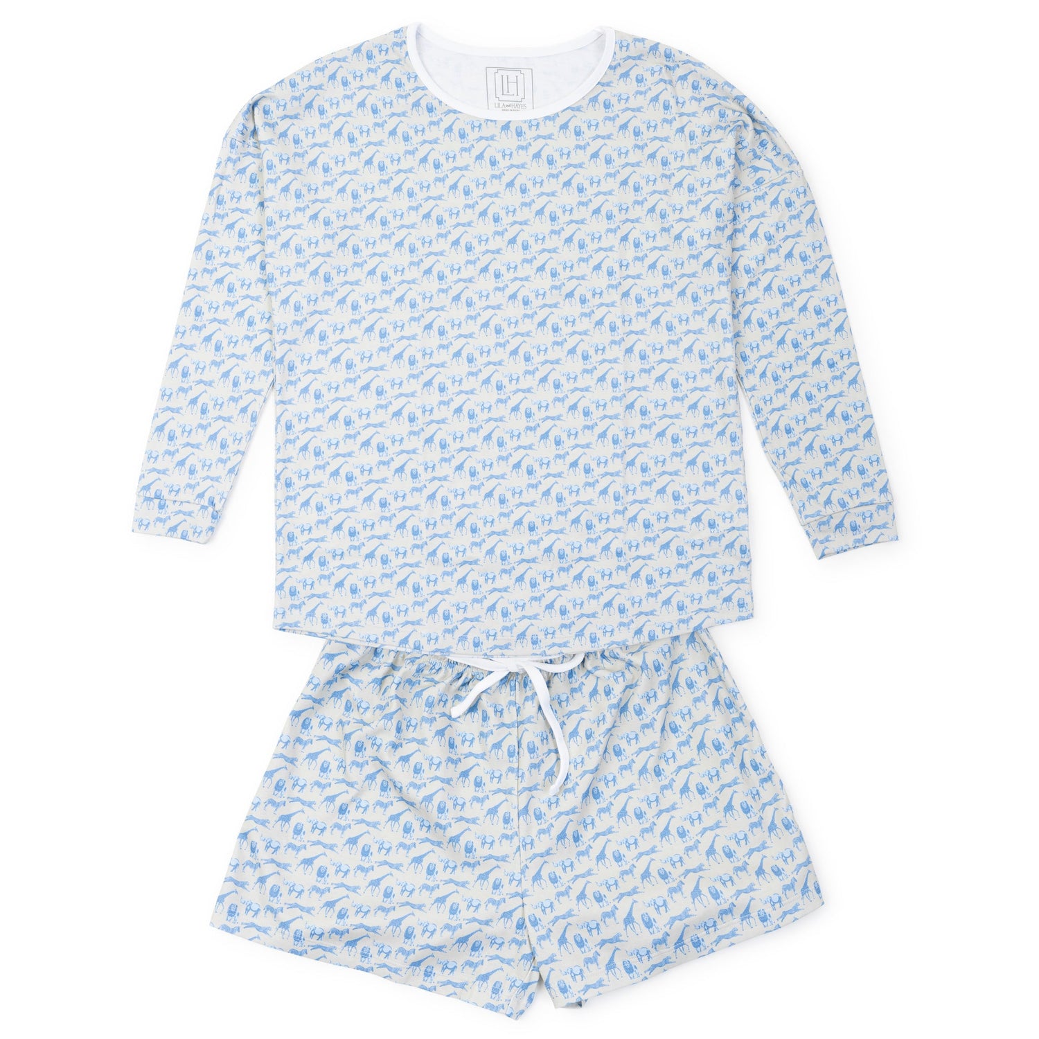 Anna Women's Longsleeve Short Set - Blue Savanna Safari