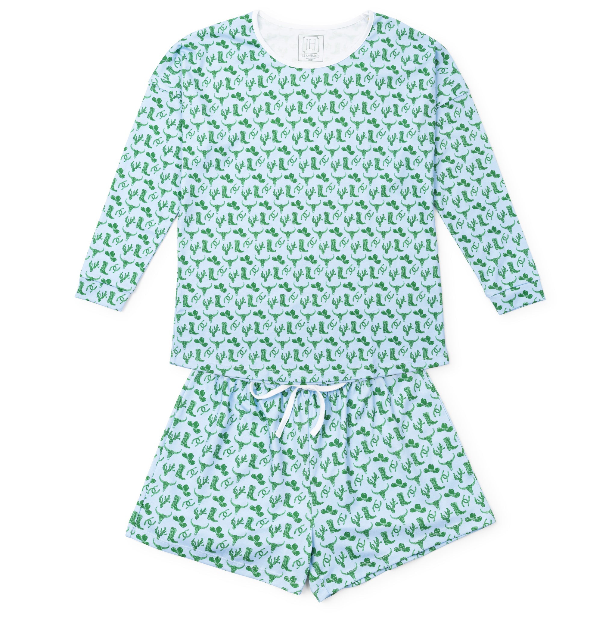 Anna Women's Longsleeve Short Set - Wild West Blue