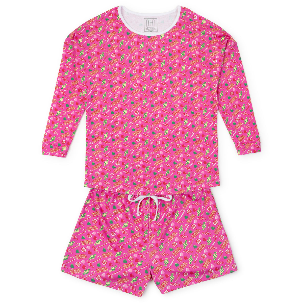 Everyday Anna Women's Longsleeve Short Set - Christmas Candy Pink Kidswear