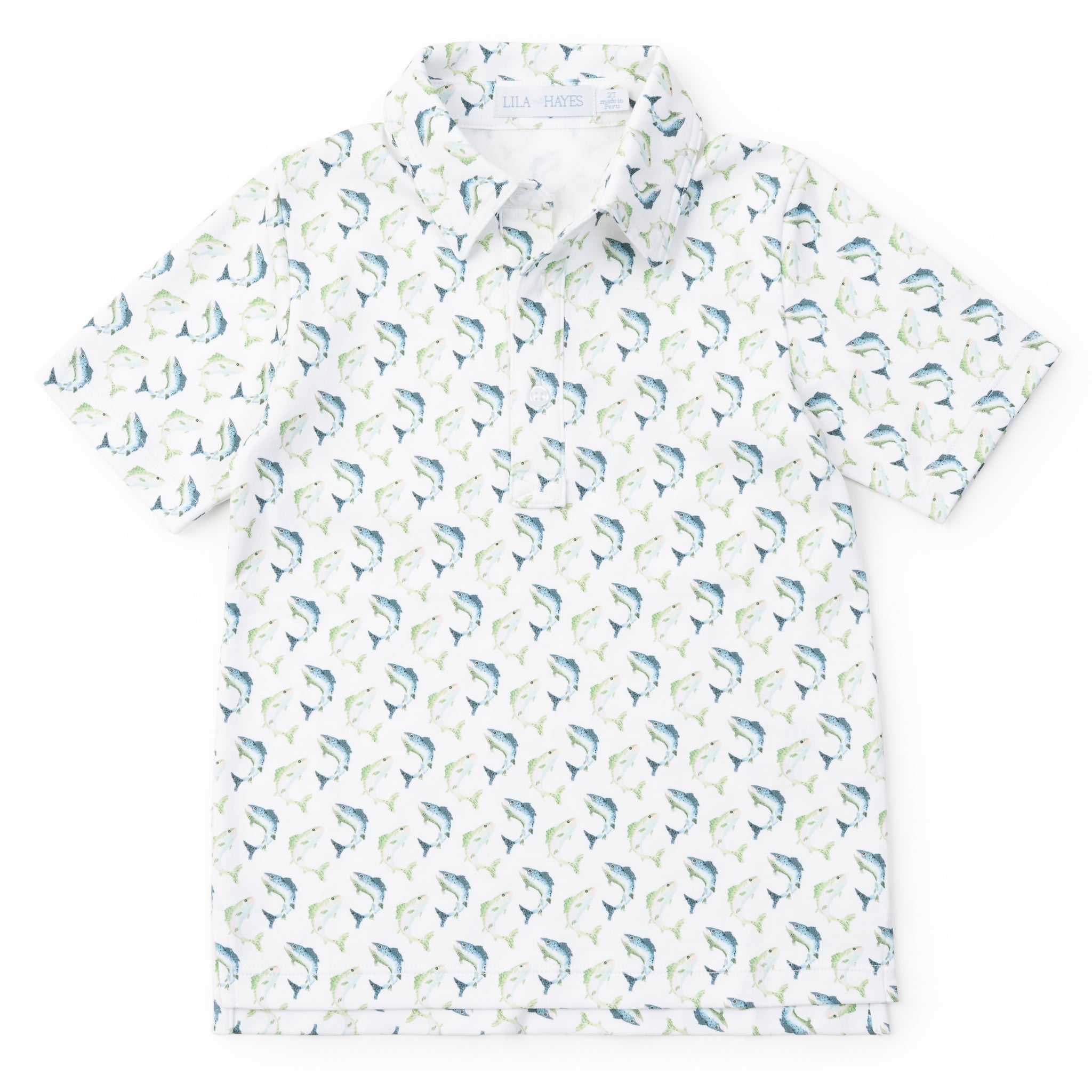 Griffin Boys' Pima Cotton Polo Golf Shirt - Jumping Trout