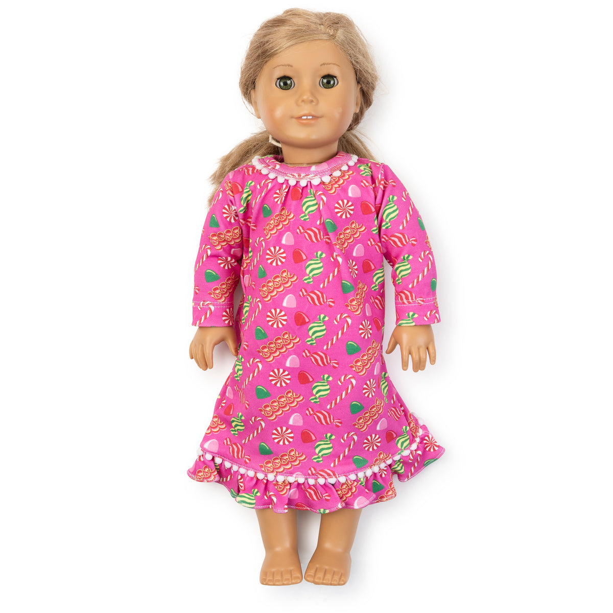 Carlin Doll Dress - Christmas Candy Pink outfit perfect for everyday wear