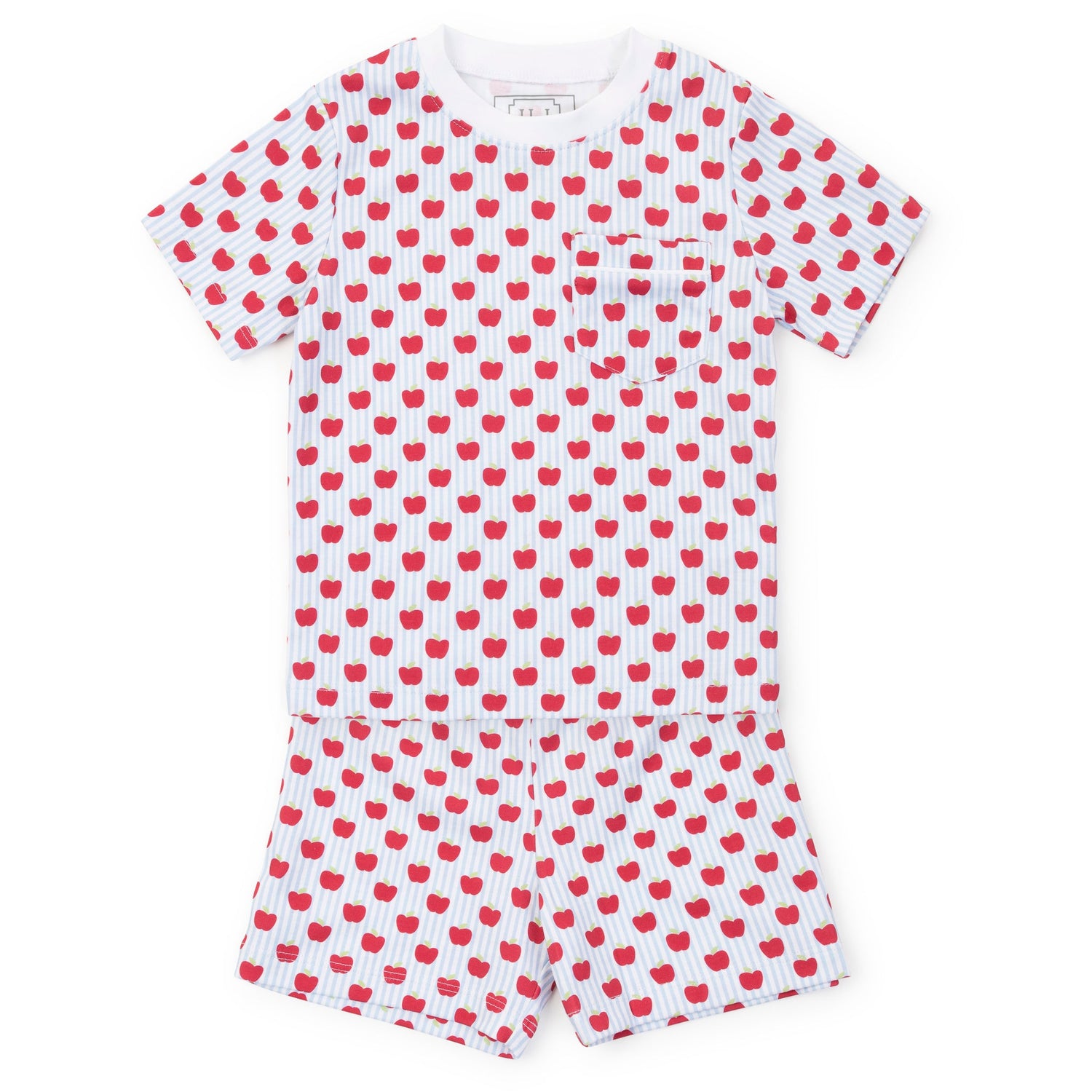 Charles Boys' Short Set - Schoolhouse Apples Blue