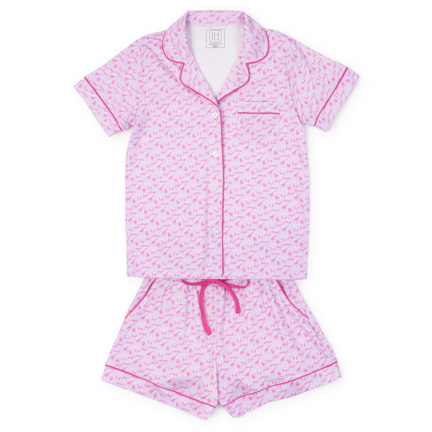 Claire Women's Pajama Short Set - Pink Savanna Safari