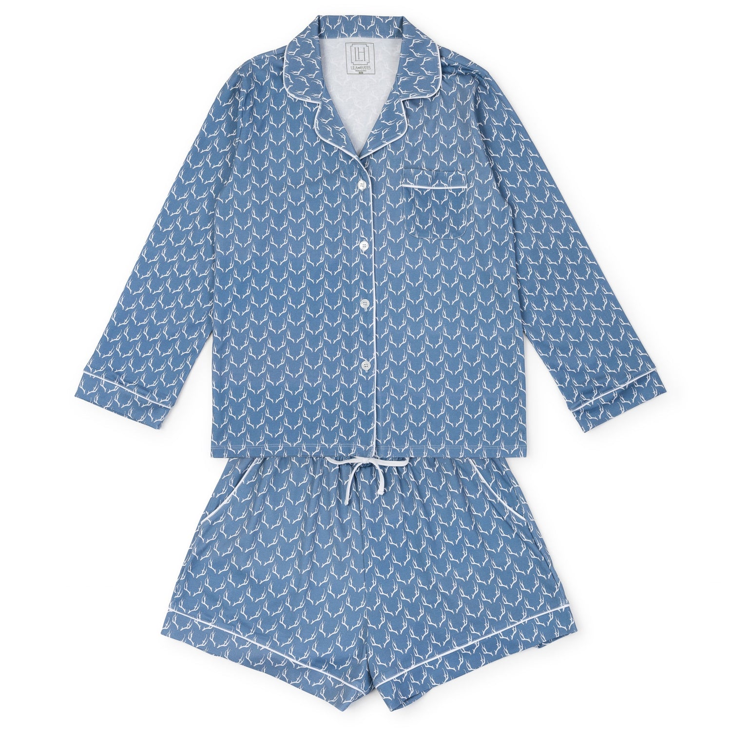 Elizabeth Women's Longsleeve Short Set - Rustic Antlers