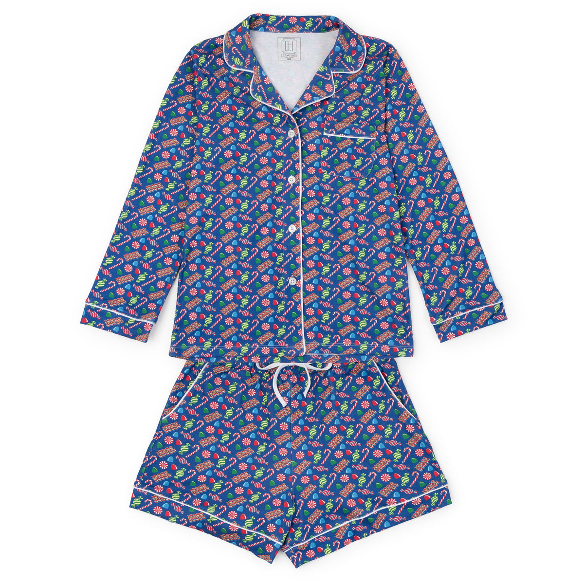 Everyday Elizabeth Women's Longsleeve Short Set - Christmas Candy Blue Kidswear