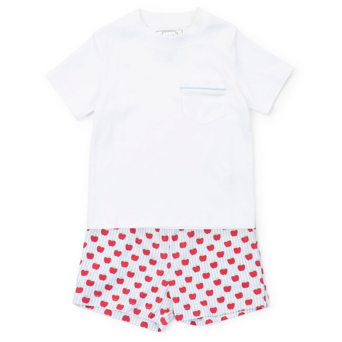 Everyday Walker Boys' Short Set - Schoolhouse Apples Blue Kidswear