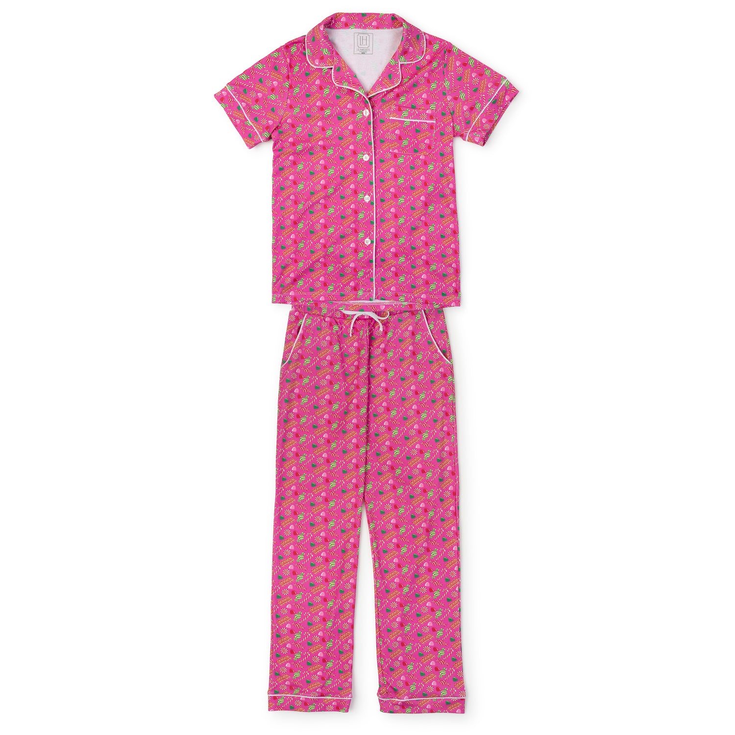 Laney Women's Pima Cotton Pajama Pant Set - Christmas Candy Pink
