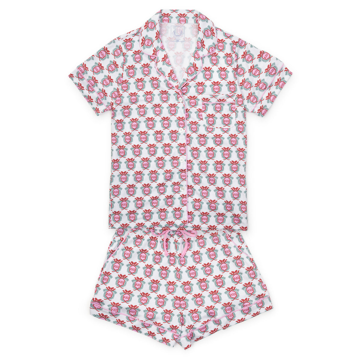 Everyday Claire Women's Pajama Short Set - Alpha Chi Omega Crest Kidswear