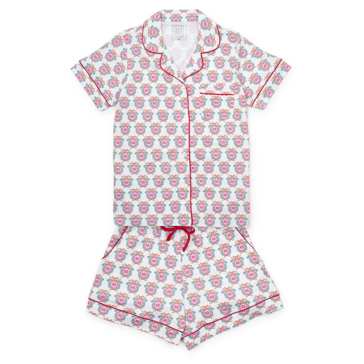 Everyday Claire Women's Pajama Short Set - Chi Omega Crest Kidswear
