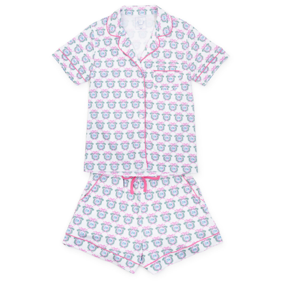 Everyday Claire Women's Pajama Short Set - Zeta Tau Alpha Crest Kidswear