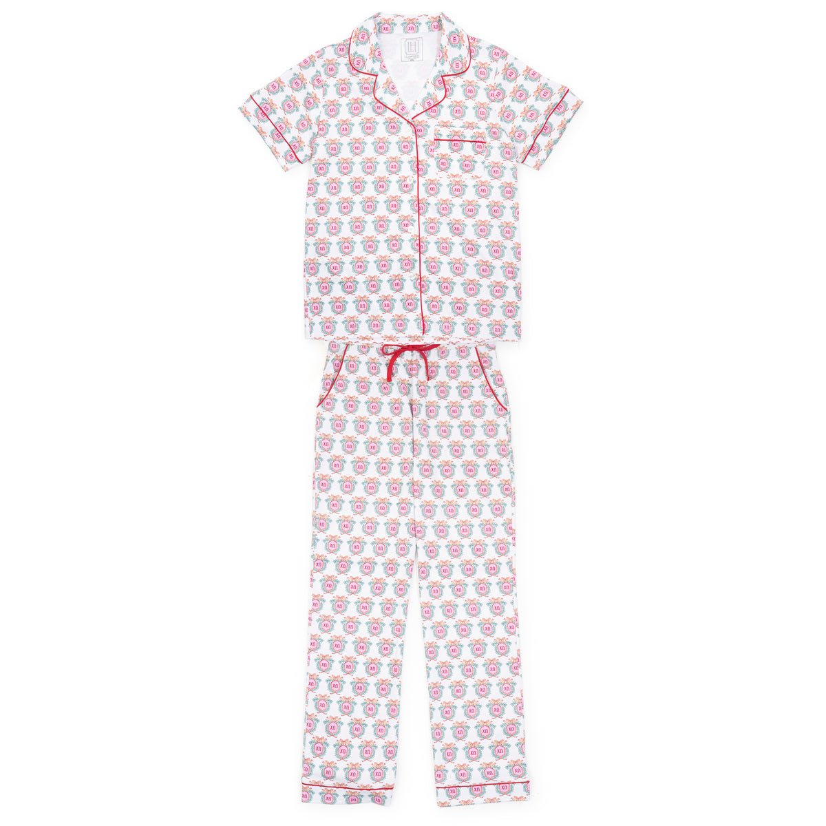 Everyday Laney Women's Pima Cotton Pajama Pant Set - Chi Omega Crest Kidswear