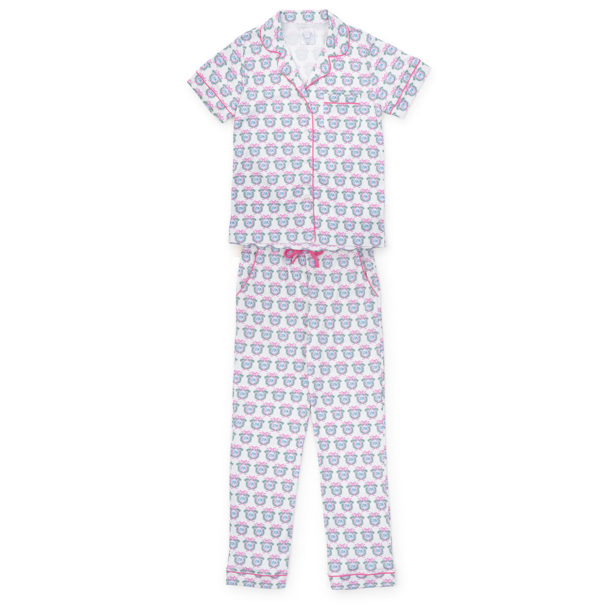 Everyday Laney Women's Pima Cotton Pajama Pant Set - Zeta Tau Alpha Crest Kidswear