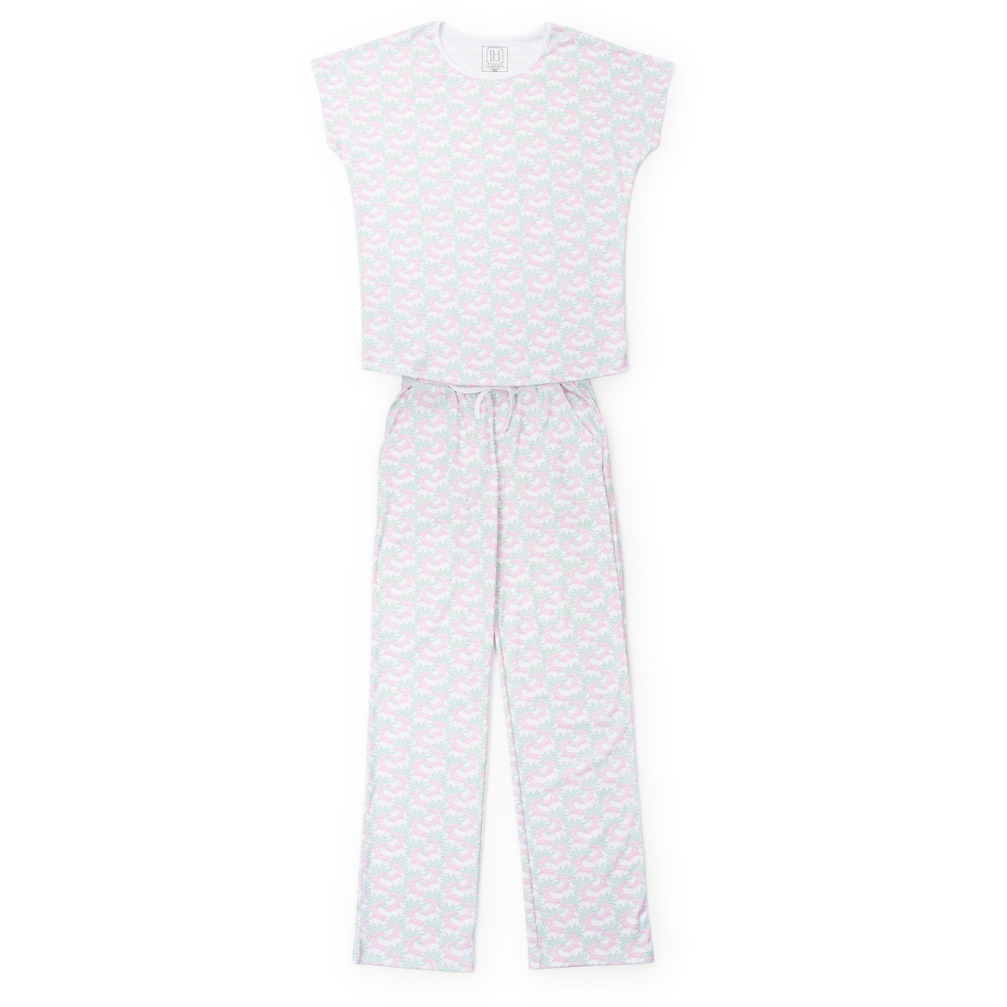Marcia Women's Pima Cotton Pajama Pant Set - Poolside Palms