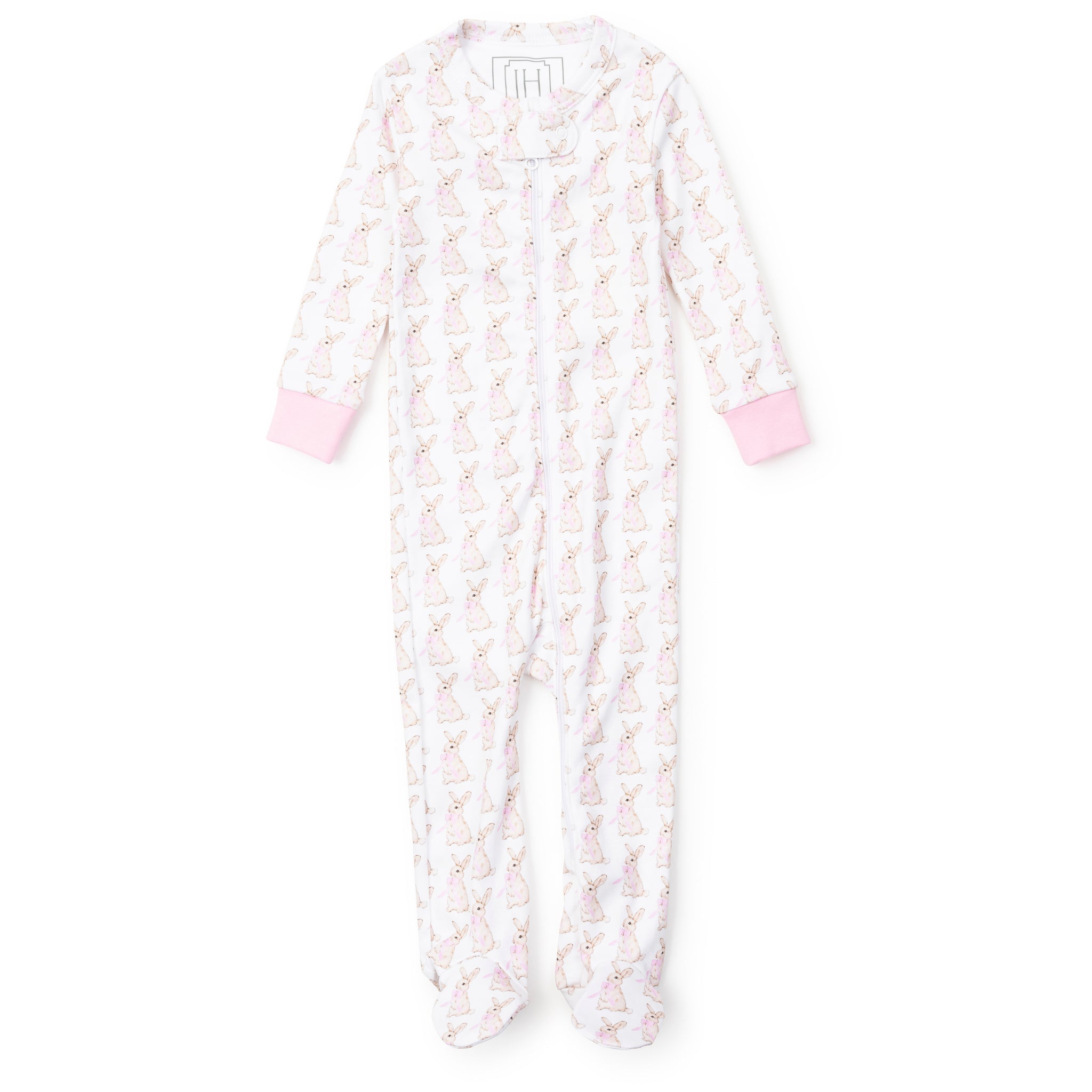 Parker Girls' Zipper Pajama - Easter Bunnies Pink
