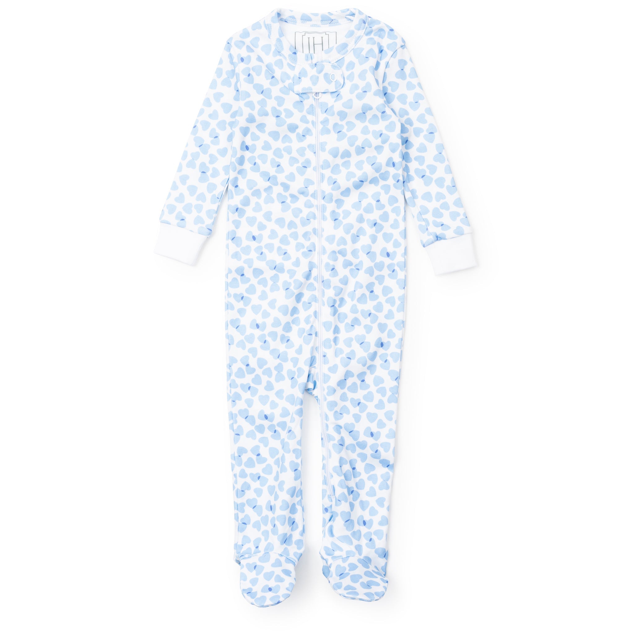 Parker Boys' Pima Cotton Zipper Pajama - Confetti Hearts Blue
