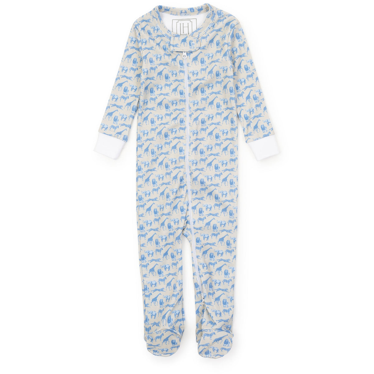 Everyday Parker Boys' Zipper Pajama - Blue Savanna Safari Kidswear