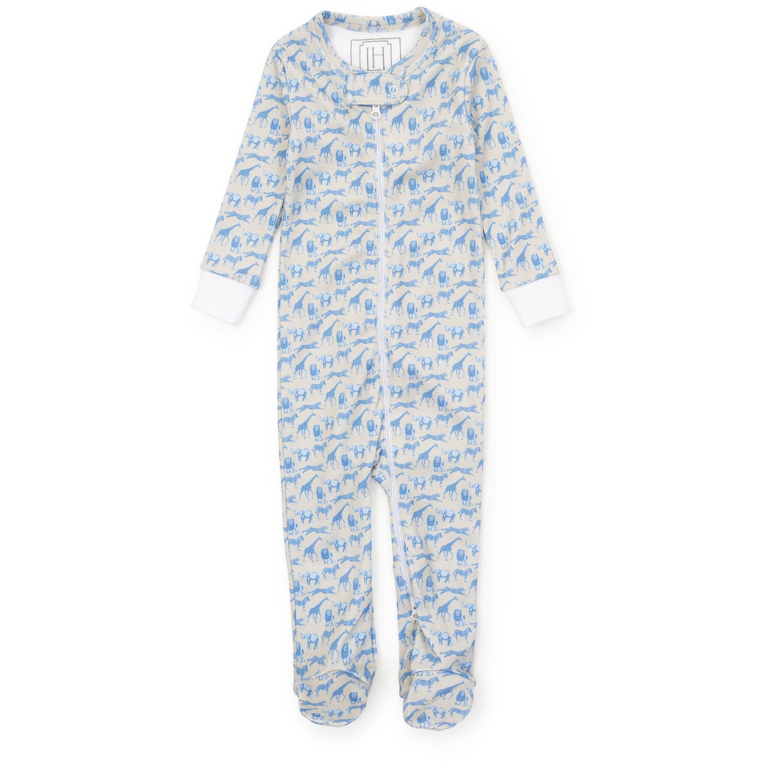 Parker Boys' Zipper Pajama - Blue Savanna Safari