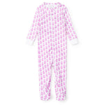 Pink and white onesie with pineapple pattern on a white background